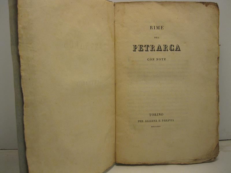 RIME DEL PETRARCA IN VITA E IN MORTE DI M. LAURA
